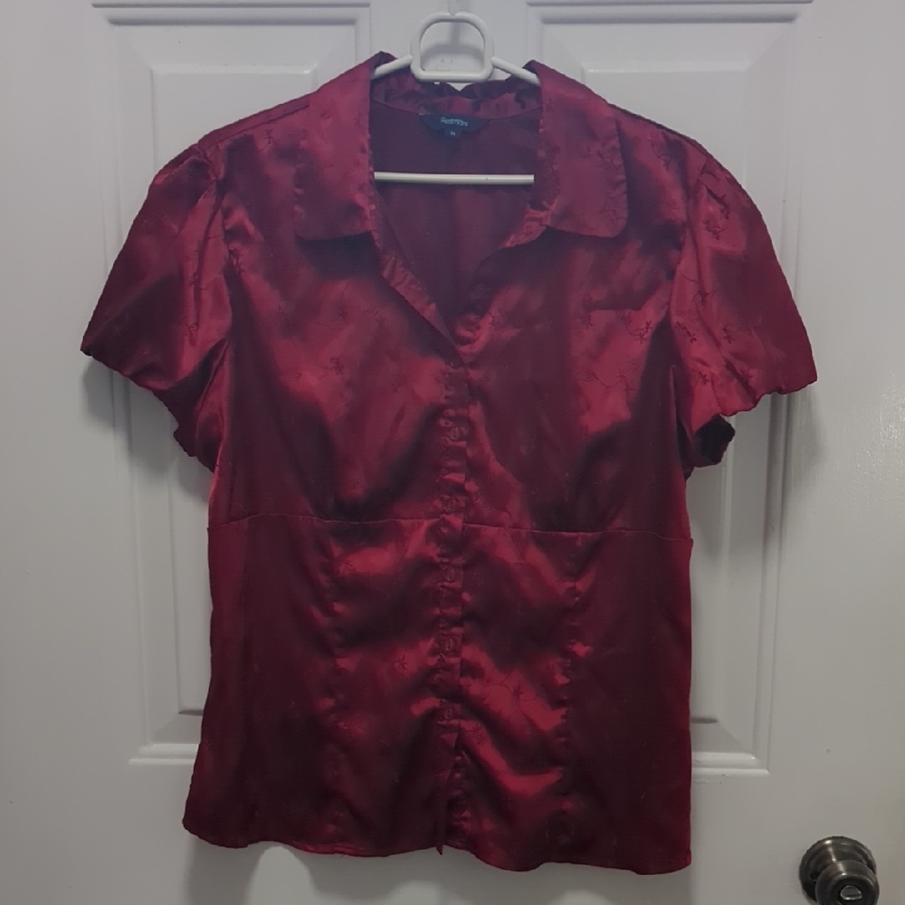 Reitmans Deep Red Button Down Shirt
